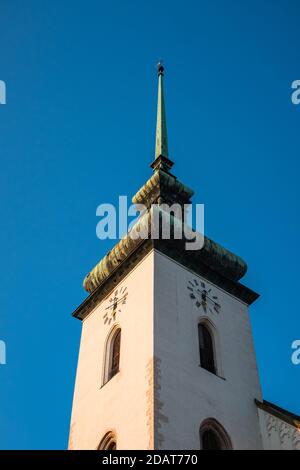 Gotische Kirche St. Jakobus Turm oder Glockenturm Kostel Svateho Jakuba in Brno, Mähren, Tschechische Republik Stockfoto