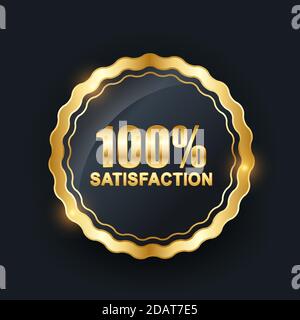 Vector 100 Zufriedenheitsgarantie Etikett auf schwarzem Hintergrund Stock Vektor