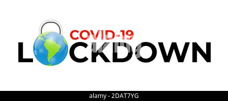 Farbiges COVID-19 World Lockdown Konzept. Vektorgrafik Stock Vektor