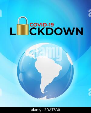 Farbiges COVID-19 World Lockdown Konzept. Vektorgrafik Stock Vektor