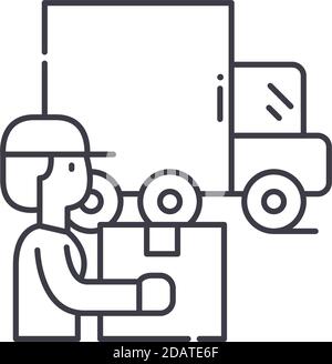 Ladungssymbol, lineare isolierte Illustration, dünner Linienvektor, Webdesign-Zeichen, Umrisskonzept-Symbol mit editierbarer Kontur auf weißem Hintergrund. Stock Vektor