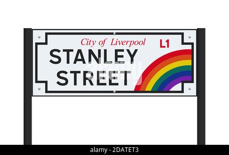 Vektor-Illustration der Stanley Straße Straßenschild auf schwarz Metallpfosten Stock Vektor