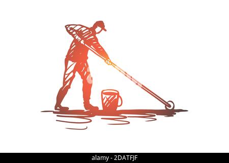 Imprägnierung, Tropfen, Schutz, nass, Oberflächenkonzept. Von Hand gezeichneter isolierter Vektor. Stock Vektor