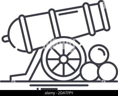 Cannon Symbol, lineare isolierte Illustration, dünne Linie Vektor, Web-Design-Zeichen, Kontur Konzept Symbol mit editierbaren Strich auf weißem Hintergrund. Stock Vektor