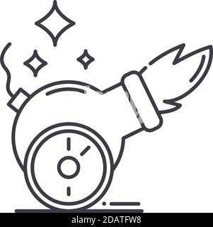 Cannon Concept Icon, lineare isolierte Illustration, dünne Linie Vektor, Web-Design-Zeichen, Kontur Konzept Symbol mit editierbaren Strich auf weißem Hintergrund. Stock Vektor