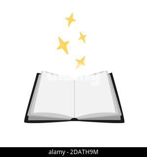 Öffnen Sie ein leeres Buch mit Sternen. vektor-Illustration Stock Vektor