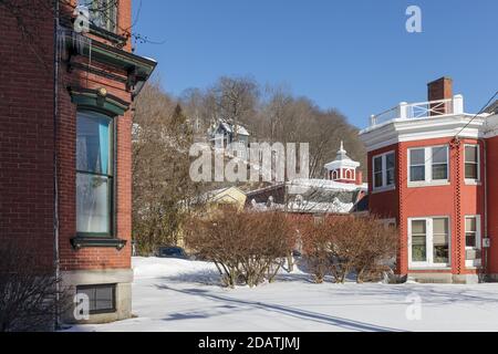 MONTPELIER, VERMONT, USA - 20. FEBRUAR 2020: Blick auf die Hauptstadt Vermont im Winter Stockfoto