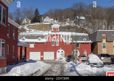 MONTPELIER, VERMONT, USA - 20. FEBRUAR 2020: Blick auf die Hauptstadt Vermont im Winter Stockfoto