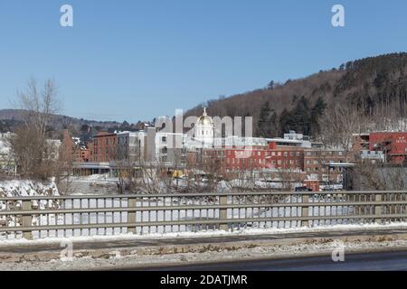 MONTPELIER, VERMONT, USA - 20. FEBRUAR 2020: Blick auf die Hauptstadt Vermont im Winter Stockfoto