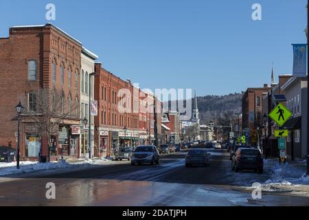 MONTPELIER, VERMONT, USA - 20. FEBRUAR 2020: Blick auf die Hauptstadt Vermont im Winter Stockfoto