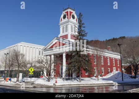 MONTPELIER, VERMONT, USA - 20. FEBRUAR 2020: Blick auf die Hauptstadt Vermont im Winter Stockfoto