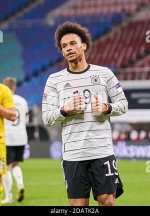 Leroy SANE, DFB 19 im Spiel DEUTSCHLAND - UKRAINE 3-1 UEFA Nations League, DFB, DFB, Saison 2020/2021 in Leipzig, 14. November 2020 © Peter Schatz / Alamy Live News wichtig: Die DFB-Bestimmungen verbieten die Verwendung von Fotos als Bildsequenzen und/oder quasi-Videos. Stockfoto