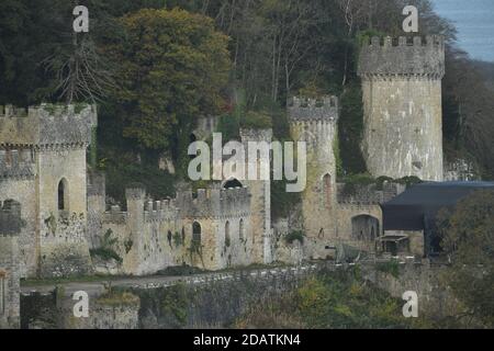 Gwrych Castle in Abergele, Nordwales, vor dem Start der neuen Serie von I'm A Celebrity...Hol mich hier raus! Die auf Schloss Gwrych stattfindet. Stockfoto