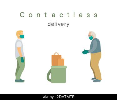 Kontaktlose Lebensmittelzustellung für ältere Menschen Stock Vektor