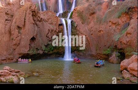 Ouzoud-Wasserfälle in der Nähe von Marrakesch im Hohen Atlas, Marokko. Nordafrika. Stockfoto