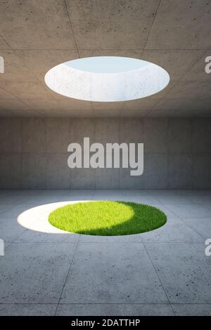 Beton Raum Innenraum, 3d-Rendering Stockfoto