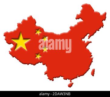 3D-Karte von China mit Farben des chinesischen Nationales Alarmmeldung Stockfoto