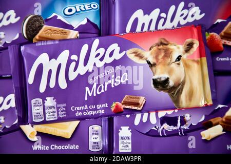 Milka Verschiedene Pralinen Bars Stockfoto