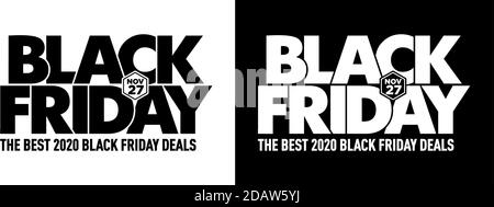 Best Black Friday 2020 - Vektor-Symbol oder Banner mit Rabattangebote auf transparentem und schwarzem Hintergrund Stock Vektor