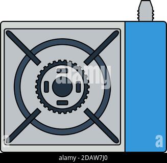 Ikone Des Camping Gasbrenner-Ofens. Bearbeitbare Kontur Mit Farbfülldesign. Vektorgrafik. Stock Vektor