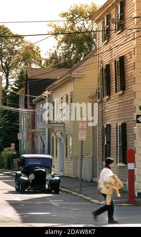 1932 Ford Modell B Hotrod. Autofahren in Salem Massachusetts USA Stockfoto