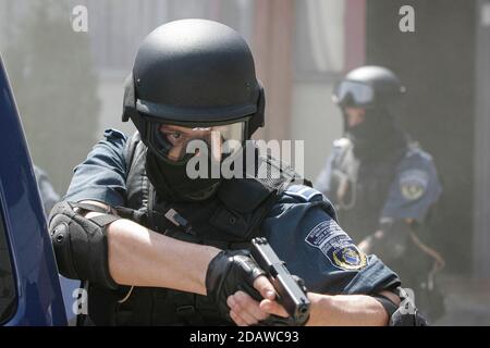 Mitglieder der Sonderpolizei inBosnien Übung Stockfoto