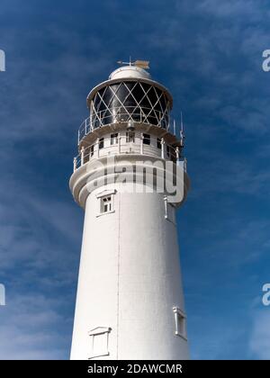 Der traditionelle Leuchtturm in Flamborough Head, East Yorkshire, England, Großbritannien Stockfoto