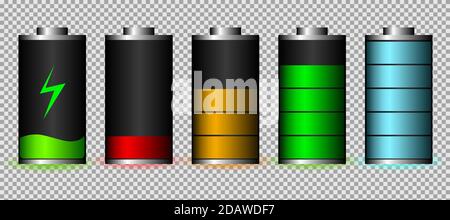 Entladen und vollgeladenen Akku Smartphone - Vektor-Infografik Stock Vektor
