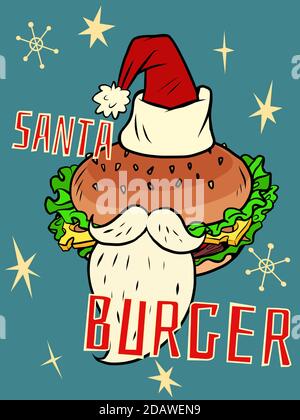 Santa Burger, Weihnachten Fast Food Stock Vektor