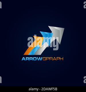 Arrow Graph Logo Template Design Konzept für Finanzen, Infografik, Handel und mehr Financial Business Identity Stock Vektor