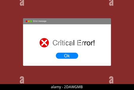 Fehlermeldung Popup-Fenster für Computerfenster-Warnung. Systemfehler Vektorsymbol Fehler pc-Schnittstelle. EPS 10 Stock Vektor