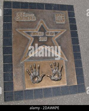 Die Avenue of Stars und berühmte Filmregisseure des unabhängigen Kinos. Gäste des Off Plus Camera Festival Projekts der Stadt und des RMF FM Radio. Stockfoto