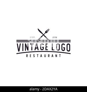 Löffel Gabel Messer für Restaurant Bar Bistro Vintage Retro Logo Konstruktionsvektor Stock Vektor