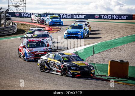 Alcaniz, Aragon, Spanien. November 2020. 16 Magnus Gilles (bel), Comtoyou Racing, Audi LMS, Aktion während des FIA WTCR Race 2020 in Aragon, 6. Runde des FIA World Touring Car Cup 2020, auf der Ciudad del Motor de Aragon, vom 14. Bis 15. November 2020 in Alcañiz, Aragon, Spanien - Foto Paulo Maria / DPPI / LM Kredit: Gruppo Editoriale LiveMedia/Alamy Live News Stockfoto