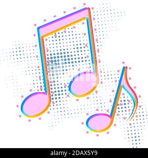 Helle bunte Musik Note Symbol, Sound Media Konzept Piktogramm auf weiß Stock Vektor
