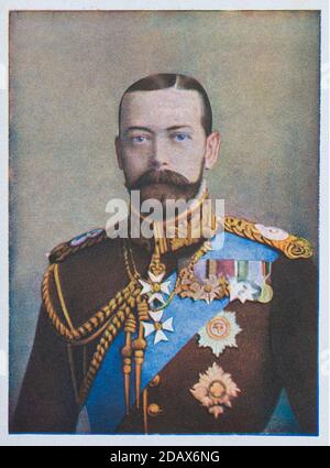 Farbfoto von George V. George V (George Frederick Ernest Albert; 1865 – 1936) war König des Vereinigten Königreichs und der britischen Dominions, und EM Stockfoto