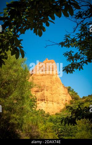 Las Medulas, antike römische Goldminen in Leon, Castilla y Leon. Spanien. Panoramafotografie Stockfoto