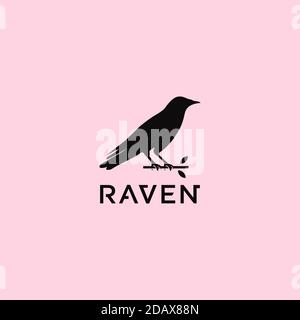 Raven Silhouette Logo-Design Stock Vektor