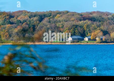 Modernes Wikingermuseum Haithabu, Busdorf bei Schleswig, Haddebyer Noor, Schleiregion, Schleswig-Holstein, Norddeutschland, Europa Stockfoto