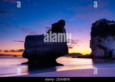 Morgen in Cathedral Cove in der Nähe von Hahei, Neuseeland Stockfoto