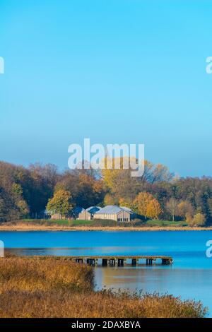 Modernes Wikingermuseum Haithabu, Busdorf bei Schleswig, Haddebyer Noor, Schleiregion, Schleswig-Holstein, Norddeutschland, Europa Stockfoto