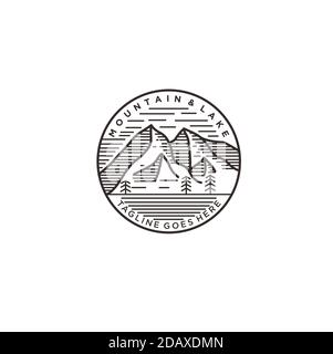 Schlichtes Berg- und See-Logo-Design Stock Vektor