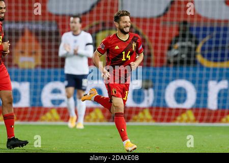 Belgiens Dries Mertens feiert nach dem Tor während des UEFA Nations League League A, Gruppe 2 Spiel im King Power Stadion in Den Dreefts, Leuven, Belgien. Stockfoto