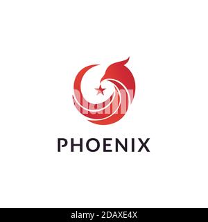 Phoenix Vogel mit Stern Logo Design Vektor Stock Vektor
