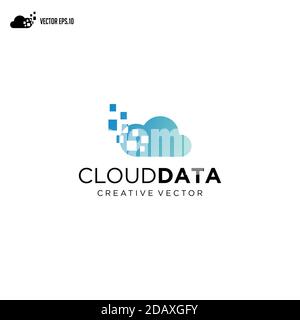 Cloud Data Logo, Cloud Computing mit Data Storage Network Logo-Design. Stock Vektor
