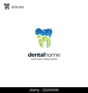 Natur Dental Haus Logo Design-Vektor Stock Vektor