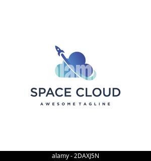 Cloud-Computing mit Rocket-Logo-Design Stock Vektor