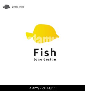 Gelbes Unterwasser-Logo Mit Tropischen Fischen Stock Vektor