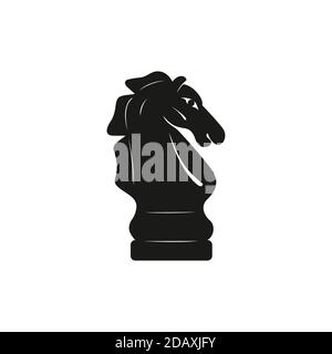 Schwarzes Schachritter Pferd Silhouette Logo-Design Stock Vektor