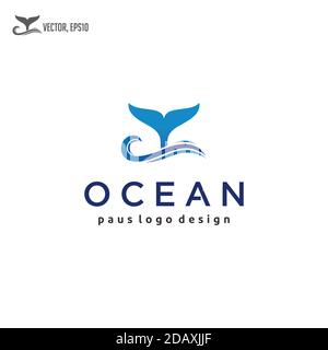Wellen und Wale Schwanz Logo Design Vektor Illustrationen Stock Vektor